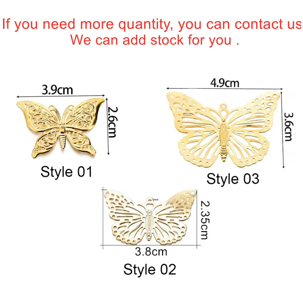 Jewelry Findings Butterfly Filigree Wraps Metal Charm Pendant DIY Jewelry Making