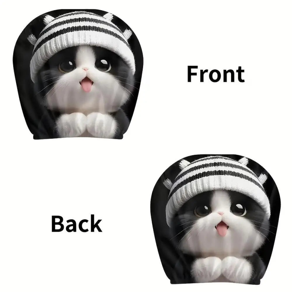 Cat design on a product with 'Front' and 'Back' labels.