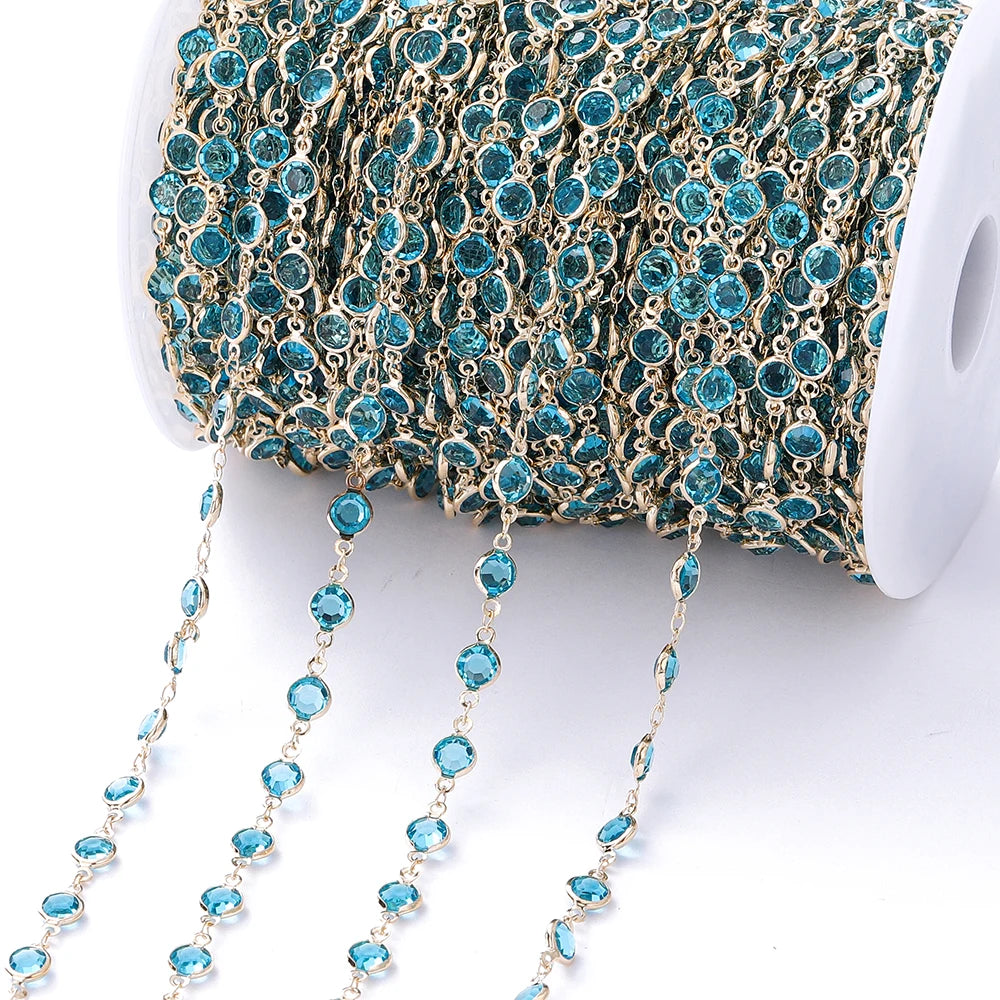 Metal Beads Colorful Crystal Beaded Chain Glass Necklace Chain Bracelet Supplies