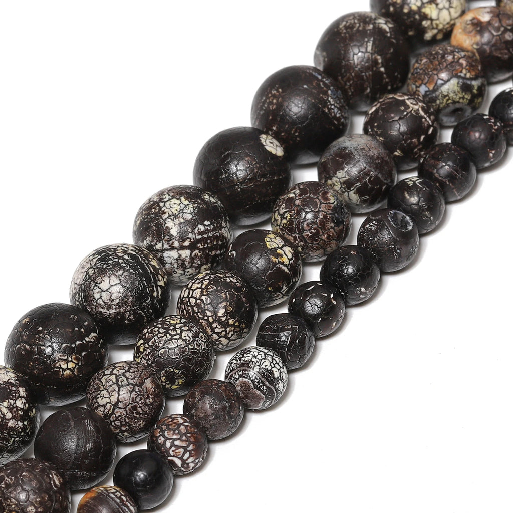 Stone Beads Round Black Brown Green Agate-Style for DIY Jewelry Making