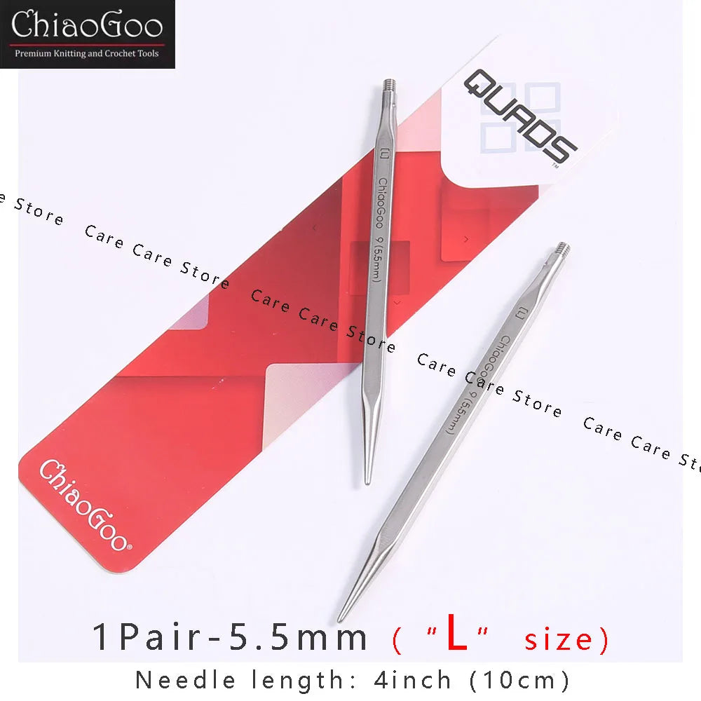 Knitting Needle Tips, ChiaoGoo QUADS Cubic Stainless Steel Interchangeable