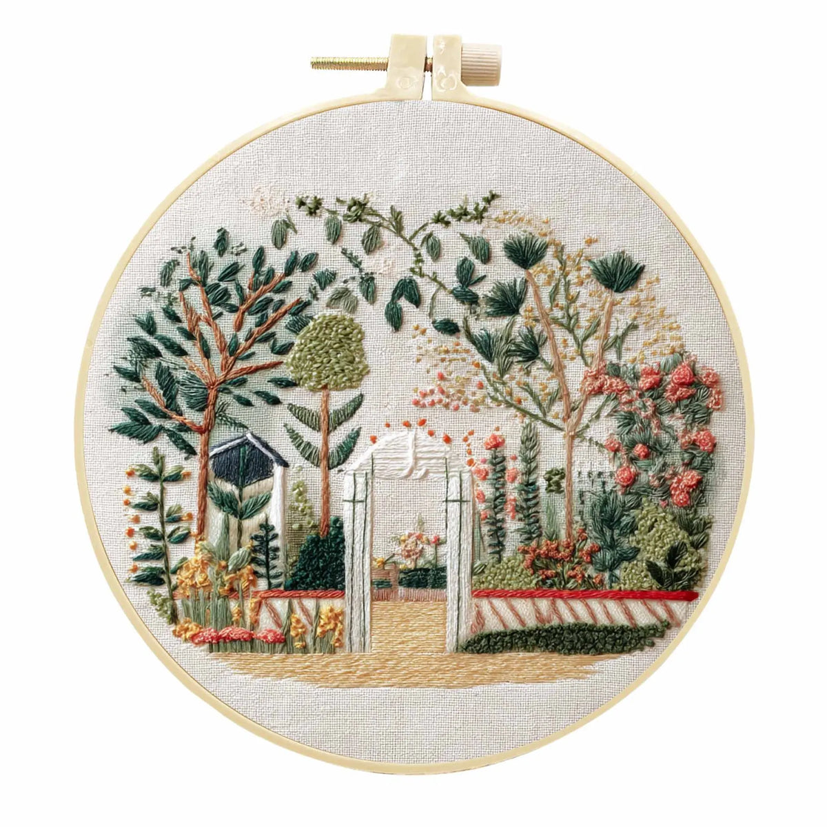 Embroidery Kit, Village Nature Scenery for Beginner Stitching & Home Decor