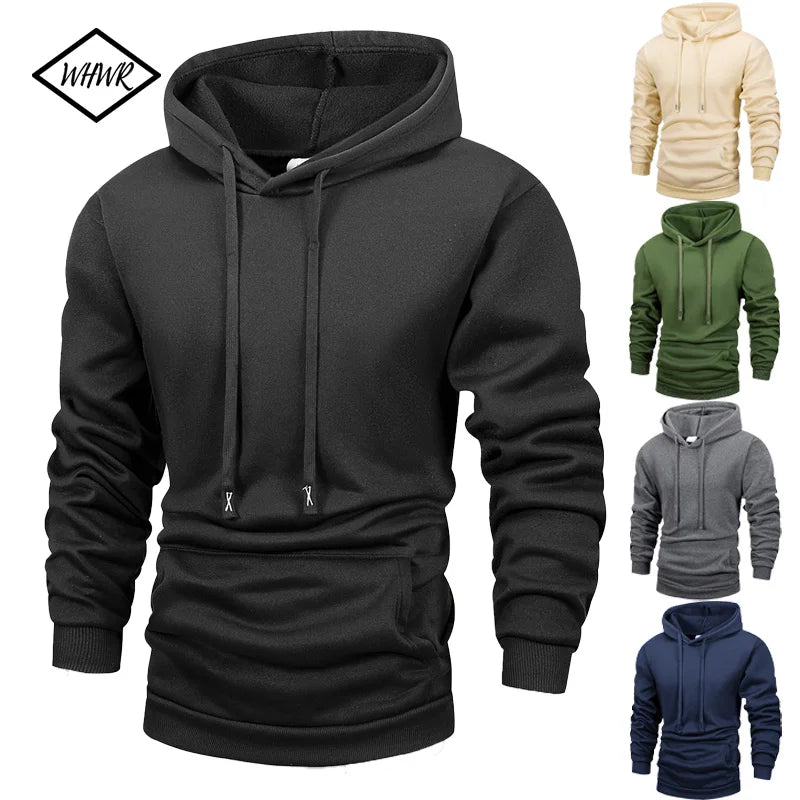 Hoodie Men's Pullover Fleece Drawstring Kangaroo Pocket Casual Warm 8 Colors