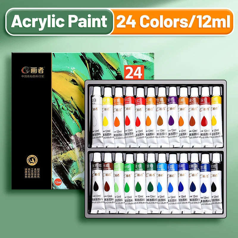 Acrylic Paint Set 12ml Tubes — 12 or 36 Colors for Canvas & DIY Art