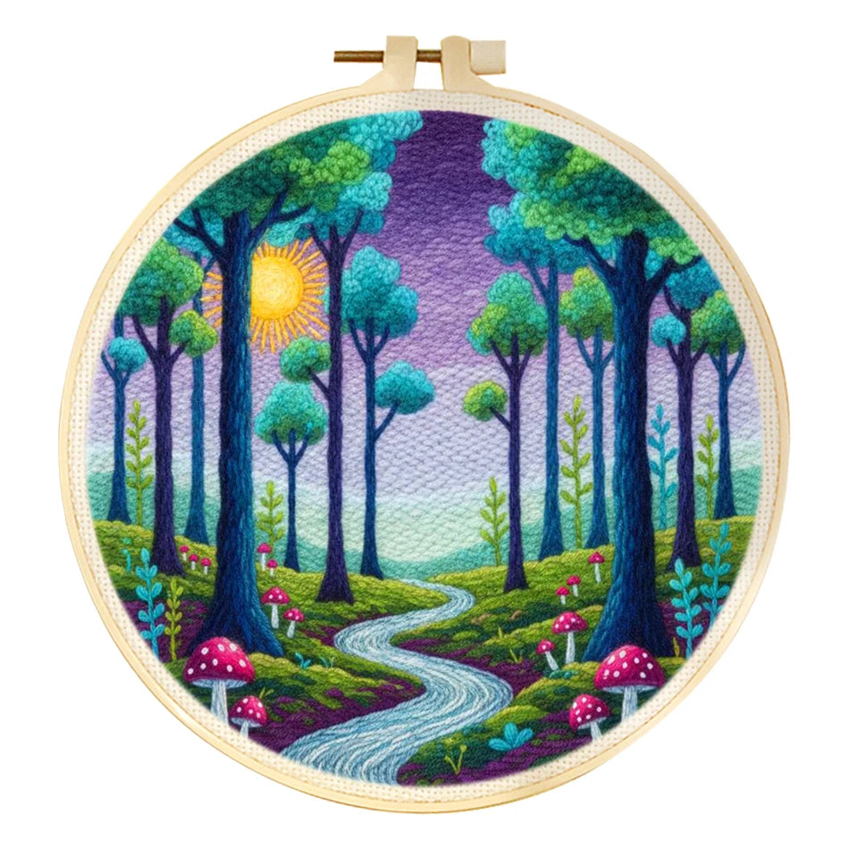 Punch Needle Kit, Forest River Landscape for Handmade Wall Art & Gifts