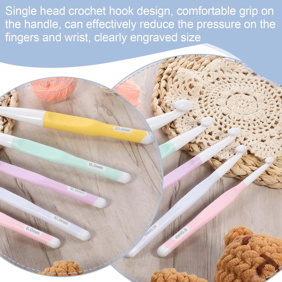 Crochet Hooks, Ergonomic Grips for Handmade Yarn & Needlecraft Projects