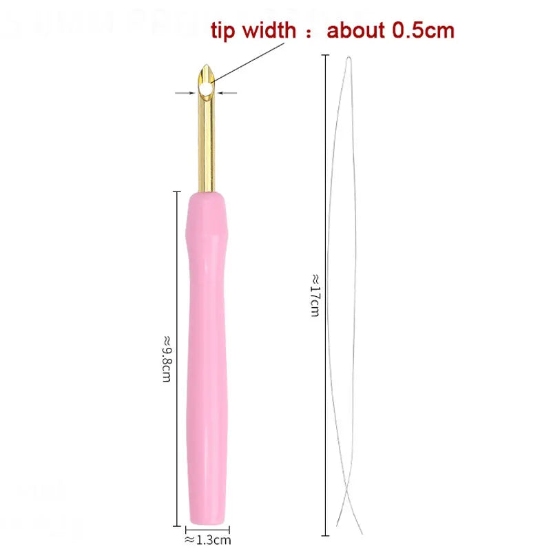 Punch Needle Tool, Pink Handle & Brass Needle for Embroidery & Yarn Crafts