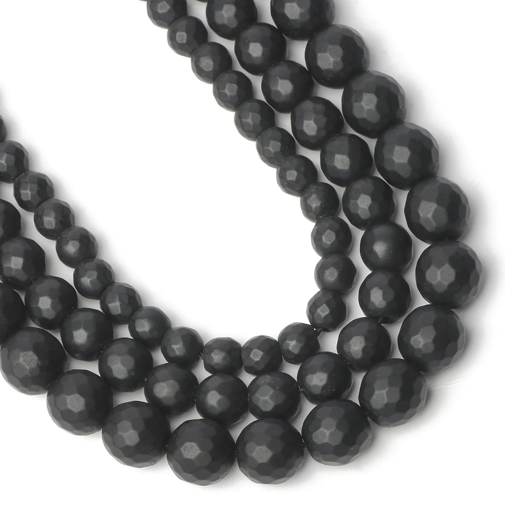 Stone Beads Matte Faceted Black Agate Onyx Styles for DIY Jewelry Making