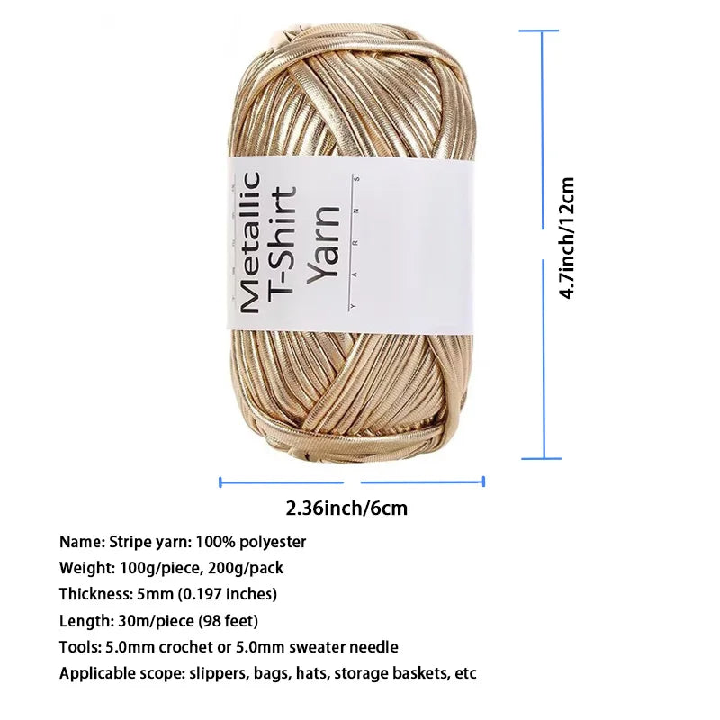 Yarn, Shiny Metallic Fabric for Crochet Bags, Cushions, Baskets & Crafts