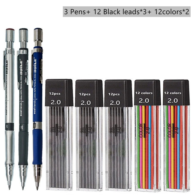 2.0mm Mechanical Pencil Set, 2B — Pencils & Lead Refills for Drawing & Sketching