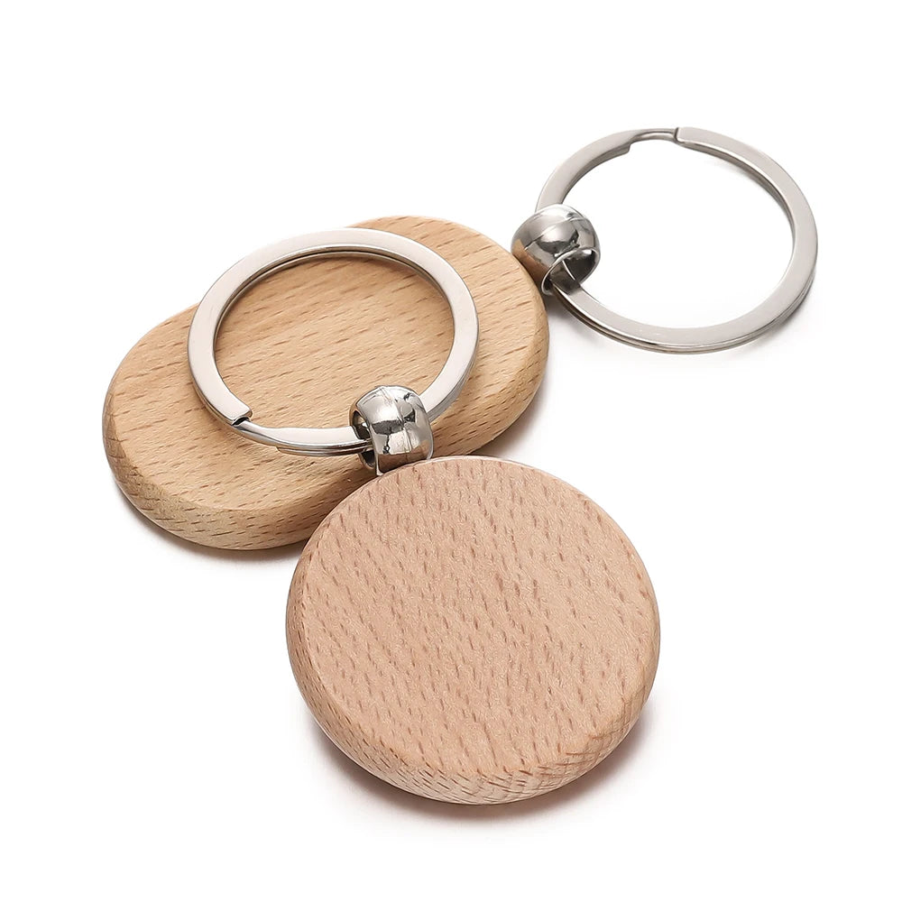 Wood Keychain Blanks Rectangle Geometric Keyrings DIY Jewelry Making