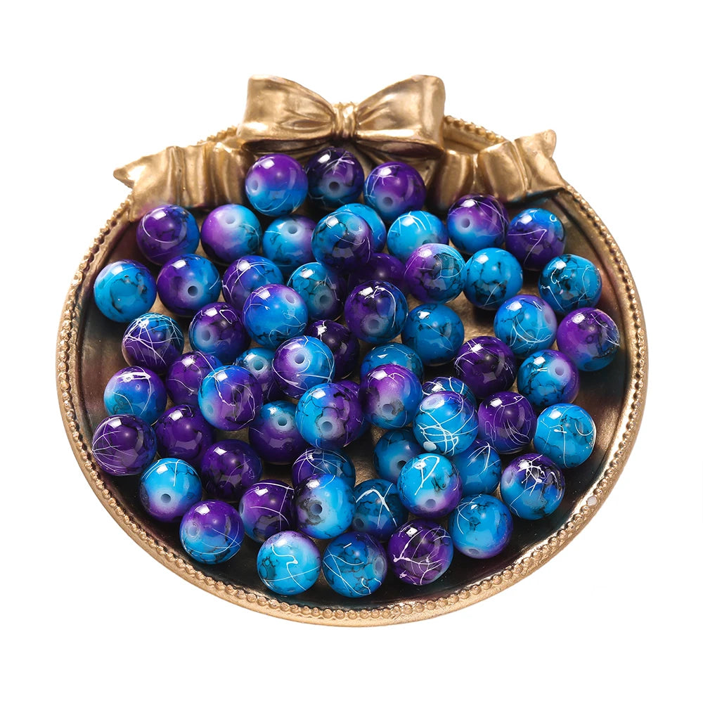 Glass Beads Crystal Crackle Round Imitation Jade-Style Stone Crafts Craft Beads