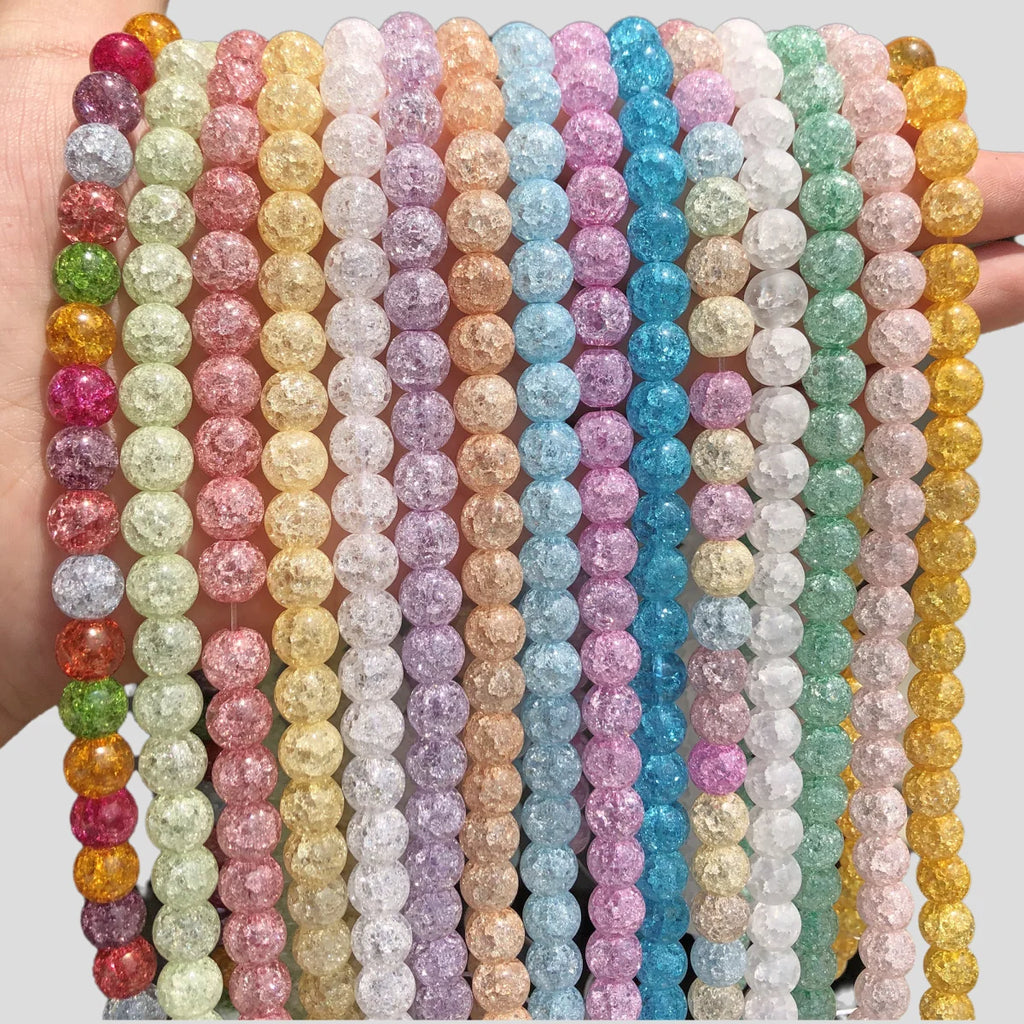 Beads Multicolor Snow Cracked Crystal Round Quartz-Style Crystal Craft Beads