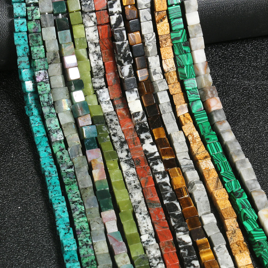 Stone Beads Cube Jasper Opal Jade Quartz Styles for DIY Jewelry Making