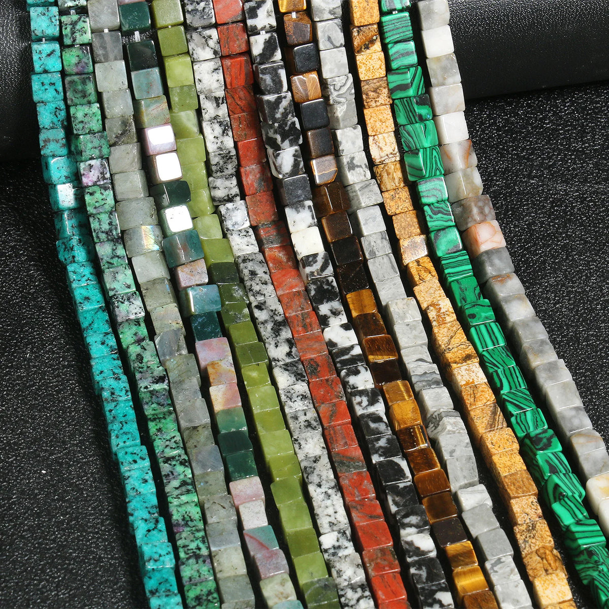 Stone Beads Cube Jasper Opal Jade Quartz Styles for DIY Jewelry Making