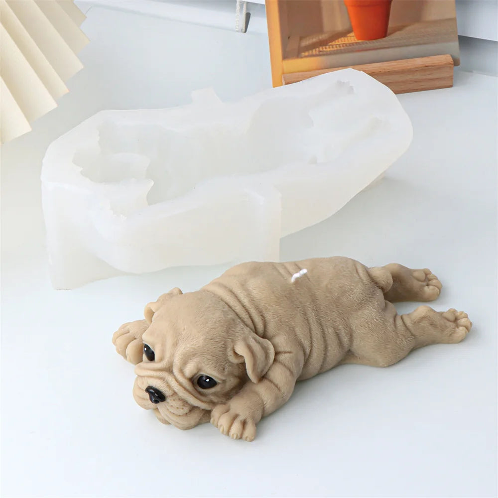 3D Dog Silicone Candle Molds Shar Pei Puppy Scented Plaster Soap Chocolate Cake Baking Fondant Moulds DIY Ainmal Making Mold