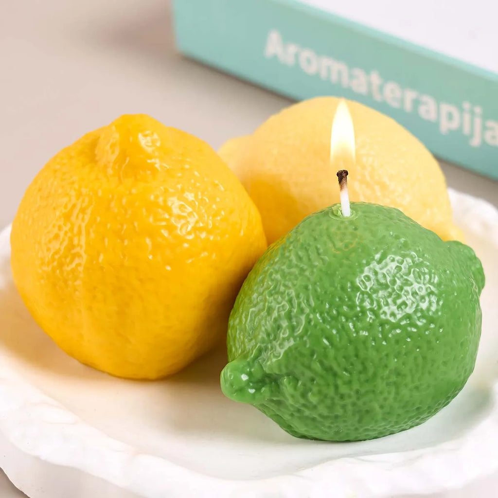 3D Simulation Lemon Silicone Candle Mold DIY Fruit Ornament Craft Gifts Making Soap Plaster Resin Casting Molds Home Decor