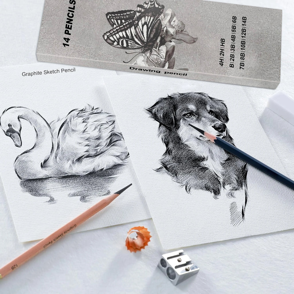 Sketching & Drawing Set with Graphite, Charcoal & Blending Tools