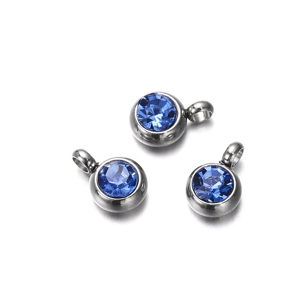Earring Components Stainless Steel Birthstone Necklace Pendant Craft Supplies