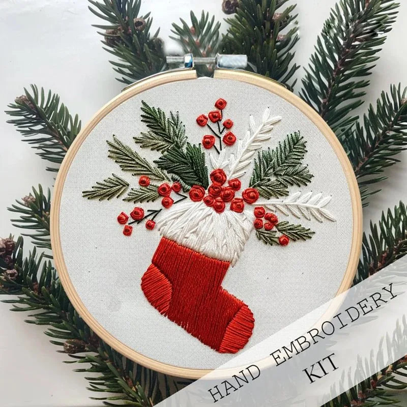 Cross-Stitch Kit, Christmas Wreath Pattern for Handmade Seasonal Home Decor