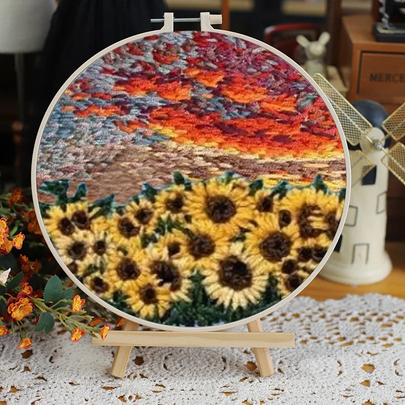 Embroidery Kit, Scenery Patterns with Hoop for Beginner Needlework Crafts