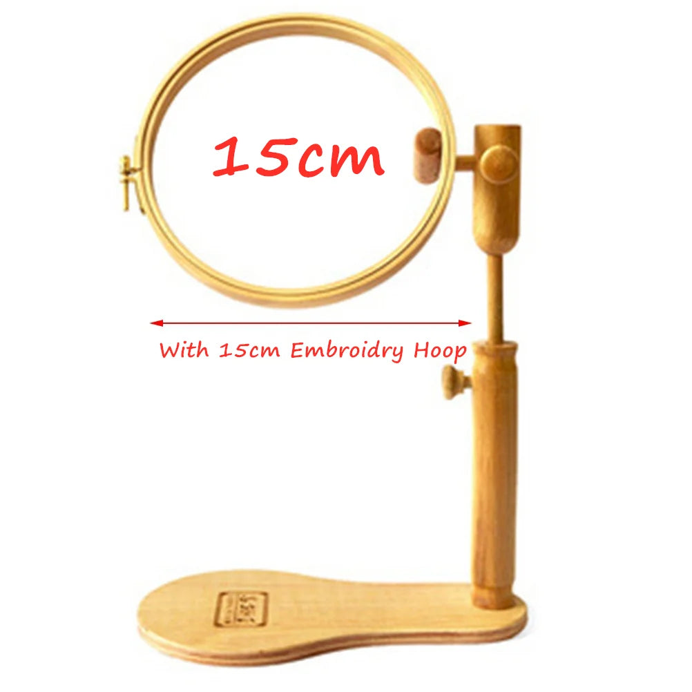 Embroidery Hoop Stand, Rotating Wooden Desktop Rack for Handmade Stitching