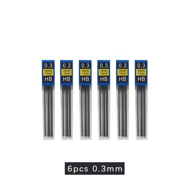 Mechanical Pencil, Full Metal, 0.3–3.0mm + Lead Refills, Built-In Sharpener