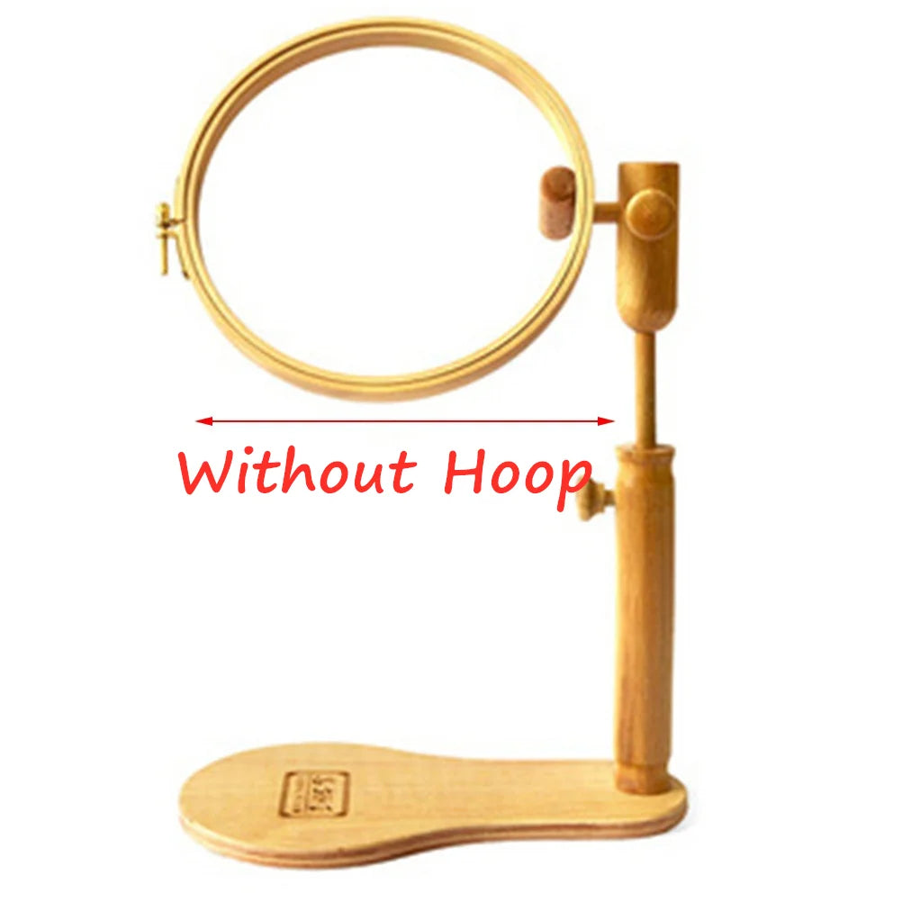 Embroidery Hoop Stand, Rotating Wooden Desktop Rack for Handmade Stitching
