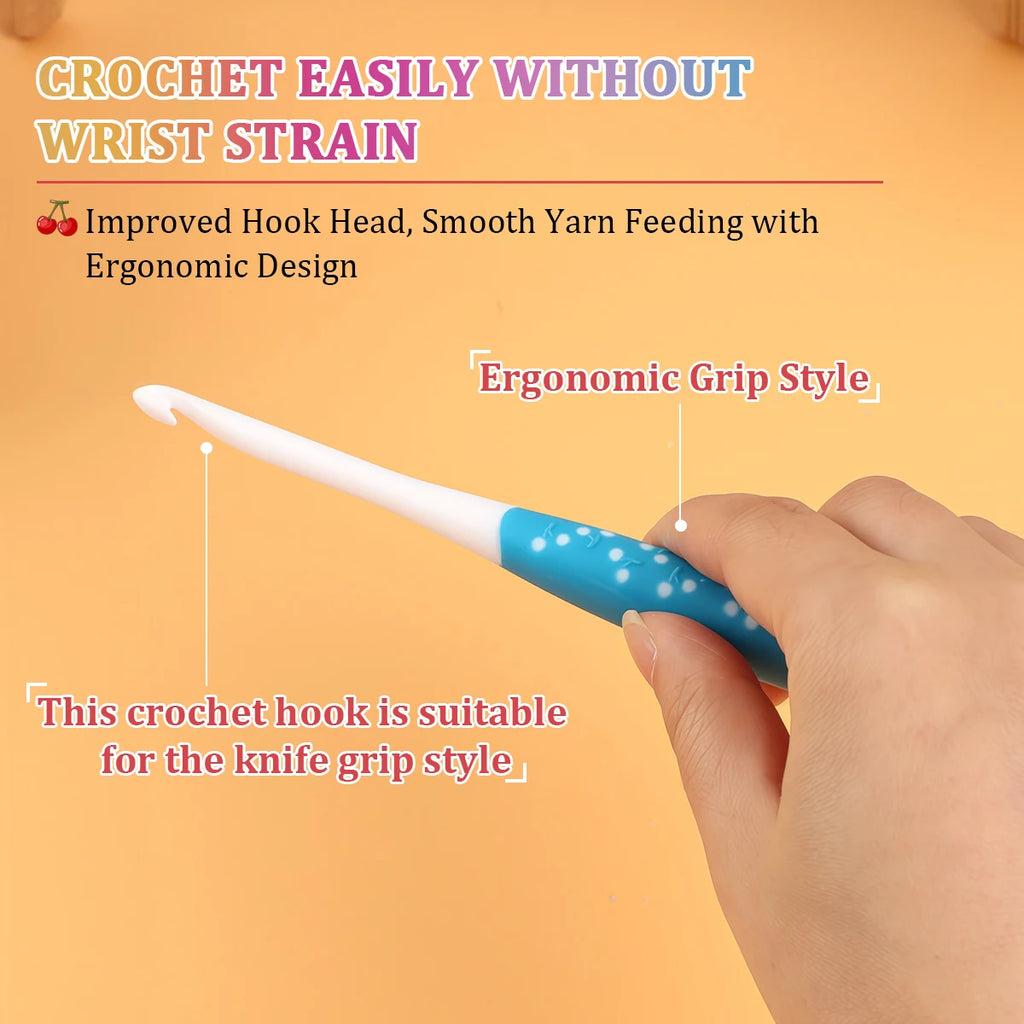Crochet Hooks, Cherry Pattern Soft Handles for Handmade Yarn Projects