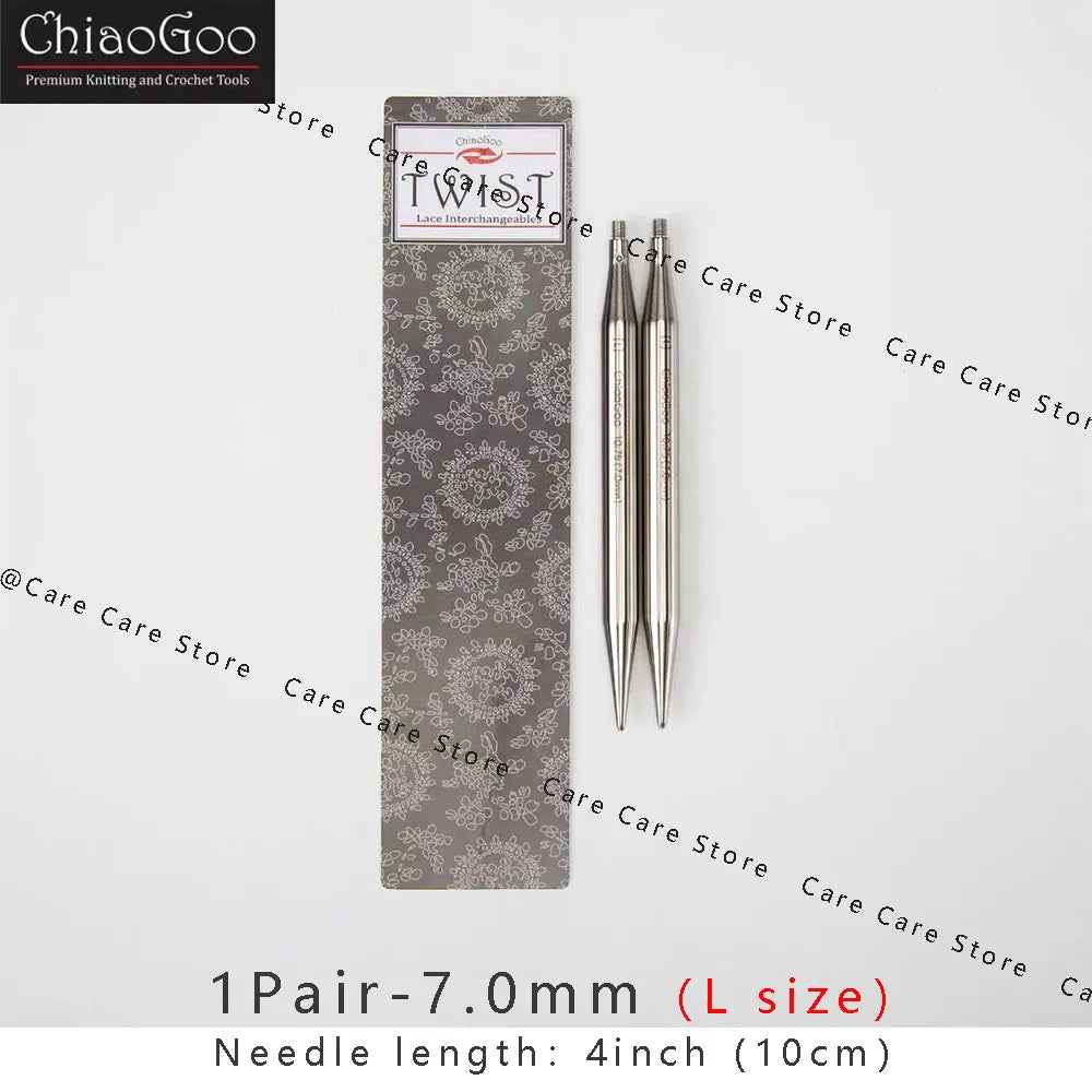 Knitting Needle Tips, ChiaoGoo TWIST Stainless Steel Interchangeable Pair