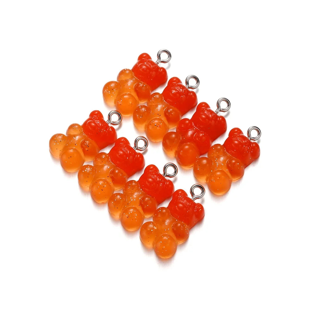 Earring Components Candy Bear Pendant Charms Colorful Resin Bears Craft Supplies