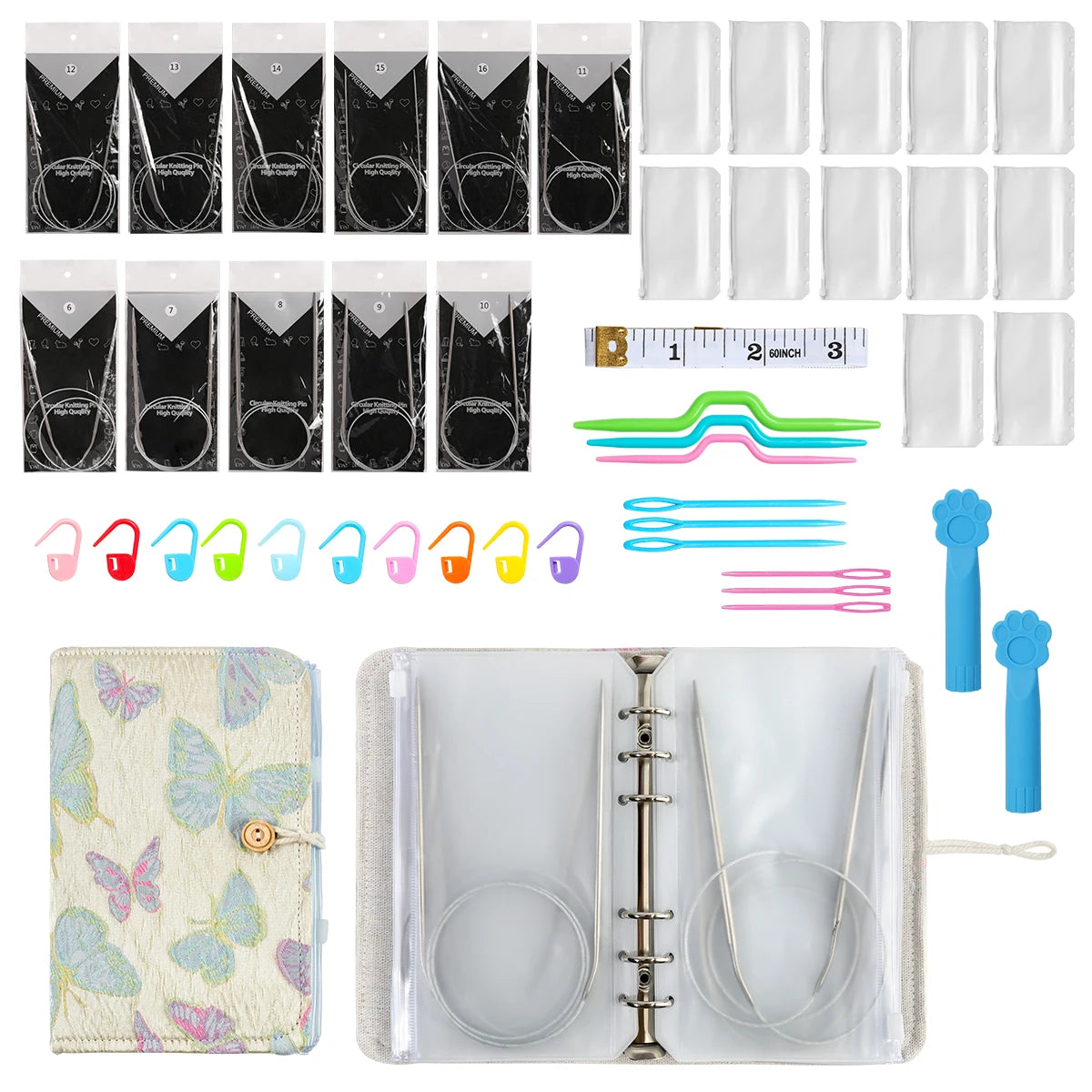 Knitting Needle Organizer Set for Circular Needles & Needlecraft Storage