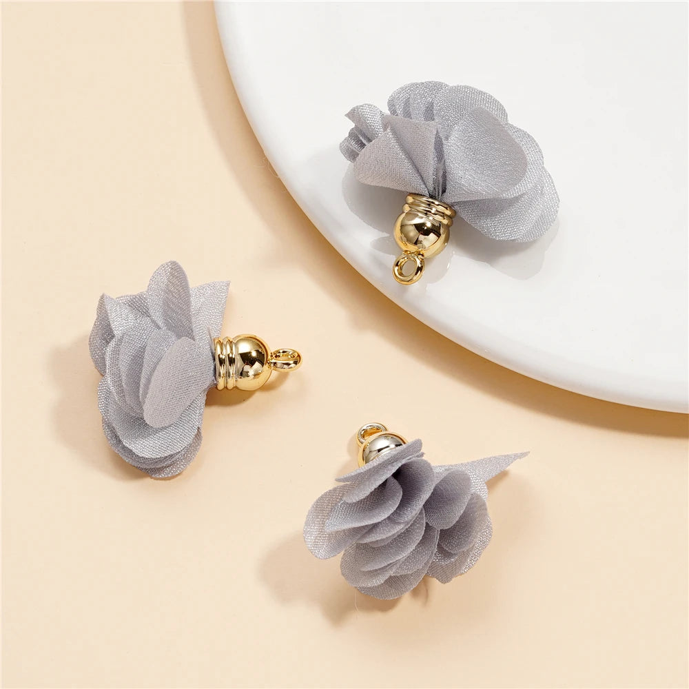 Earring Components Fabric Flower Tassel Pendants Bracelet DIY Jewelry Making