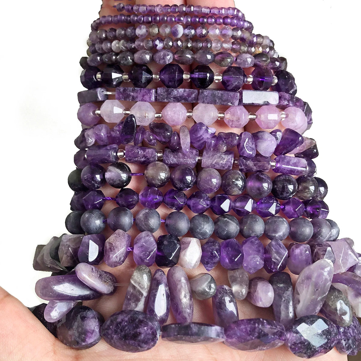 Stone Beads Purple Amethyst-Style Assorted Shapes for DIY Jewelry Making