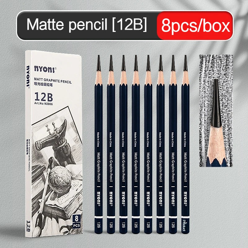 Graphite & Charcoal Pencils, NYONI — HB to 12B, Single-Grade & Mixed Sets