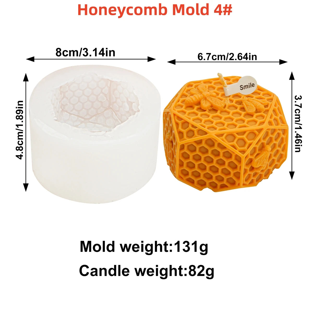 3D Bee Honeycomb Silicone Candle Mold — 10 Styles, Pillar & Beehive