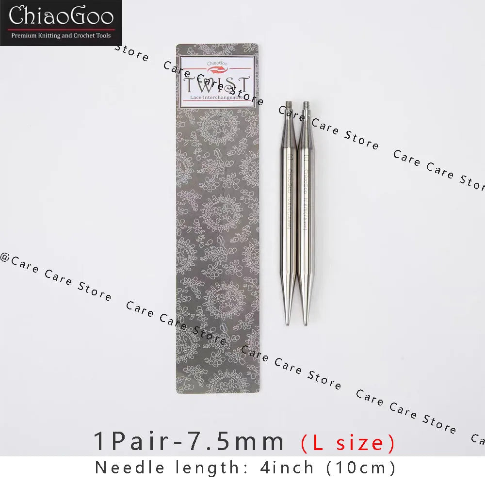 Knitting Needle Tips, ChiaoGoo TWIST Stainless Steel Interchangeable Pair