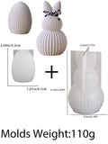 Double Rabbit Ear Silicone Candle Mold DIY Stripe Egg Bunny Aromath Soap Molds Plaster Resin Crafts Making Home Easter Decor