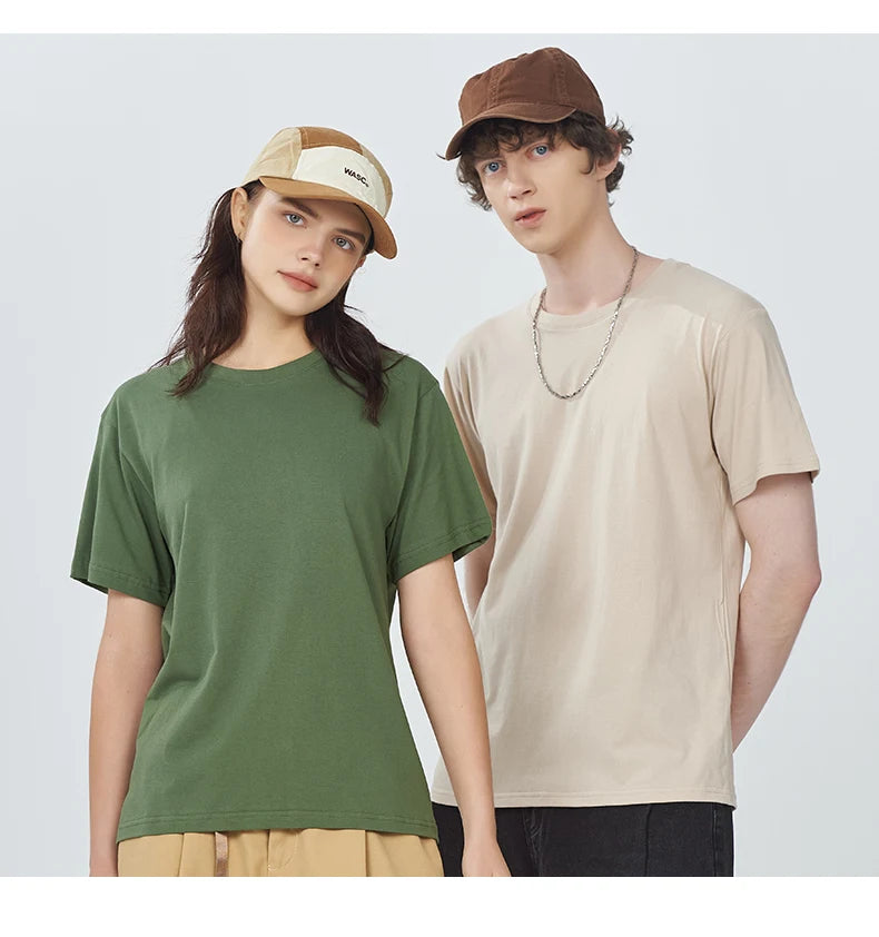 T-Shirt Unisex Solid Color 100% Cotton Loose Fit Short Sleeve Candy Color Tee