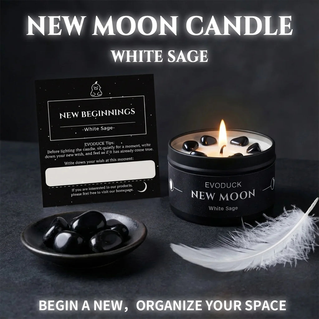 1pc EVODUCK New Moon Scented Candles 3oz Law of Attraction Manifestation Energy Boosting White Sage Christmas Scented Candle