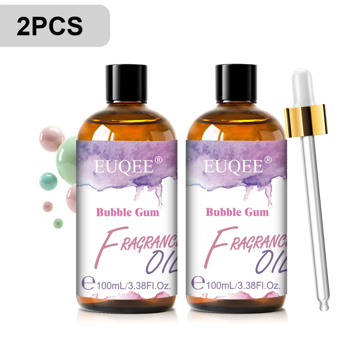 EUQEE Premium Fragrance Oil 100ml UV Glass Gold Dropper Candle Soap Bath Bomb 18 Scents