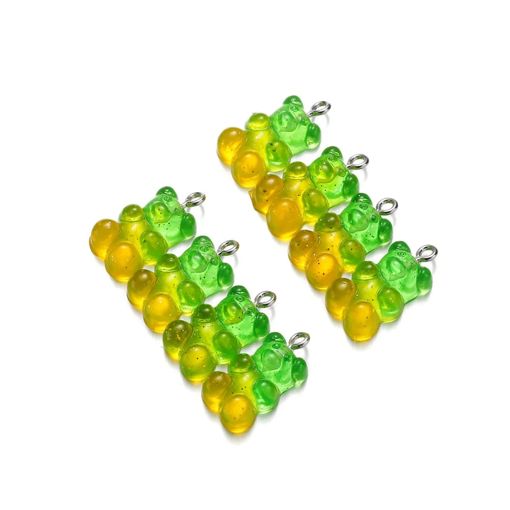 Earring Components Candy Bear Pendant Charms Colorful Resin Bears Craft Supplies