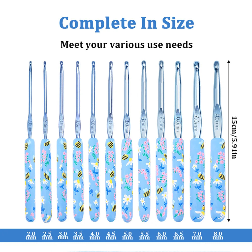 Crochet Hook, Bee Print Handle for Beginners & Handmade Yarn Projects