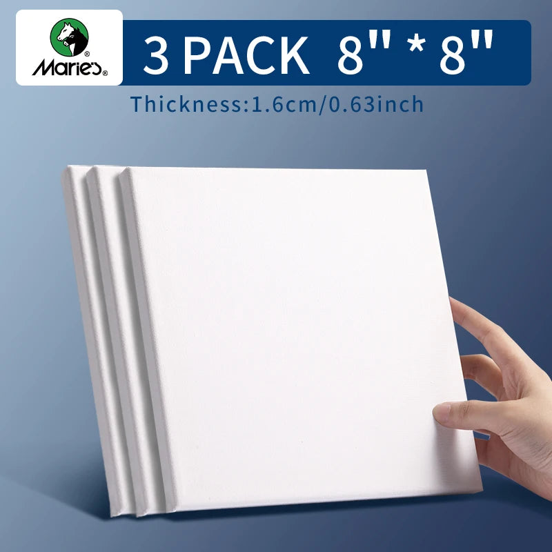 Marie's Stretched Canvas 3-Pack 100% Cotton Primed Rectangle and Round