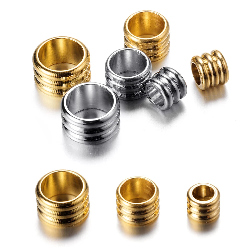 Spacer Beads Stainless Steel Large-Hole Necklace Charms for DIY Jewelry Making
