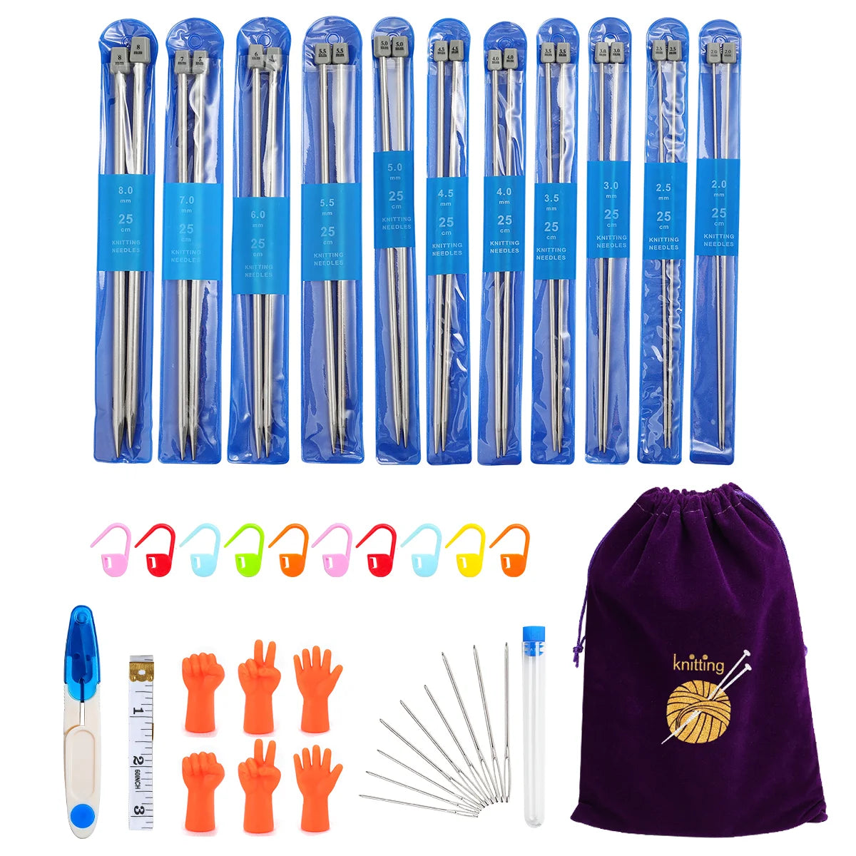 Knitting Needles, LOOEN Single-Pointed Set for Sweaters & Yarn Crafts