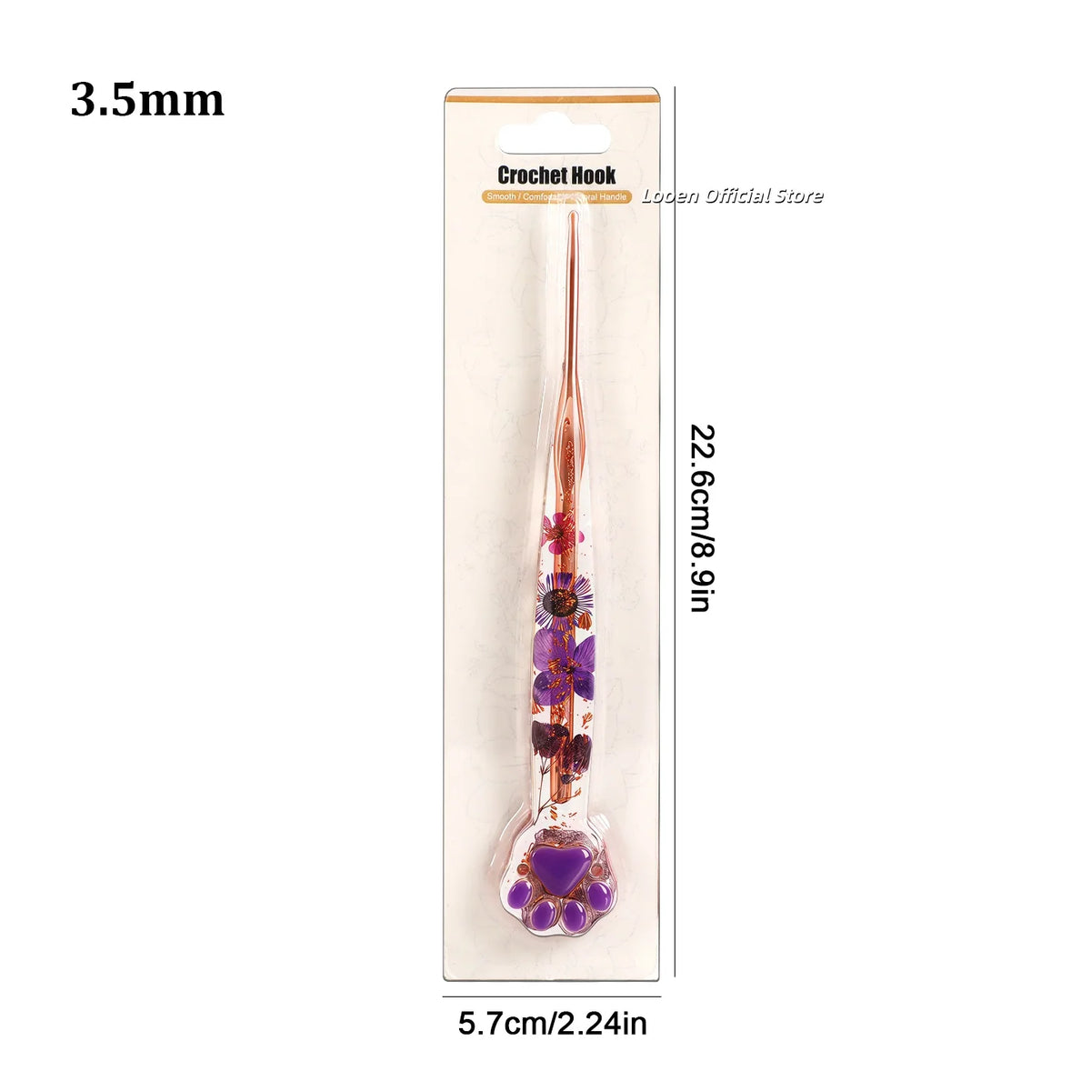 Crochet Hooks, Rose Gold Cat Paw & Floral Handles for Handmade Yarn Crafts