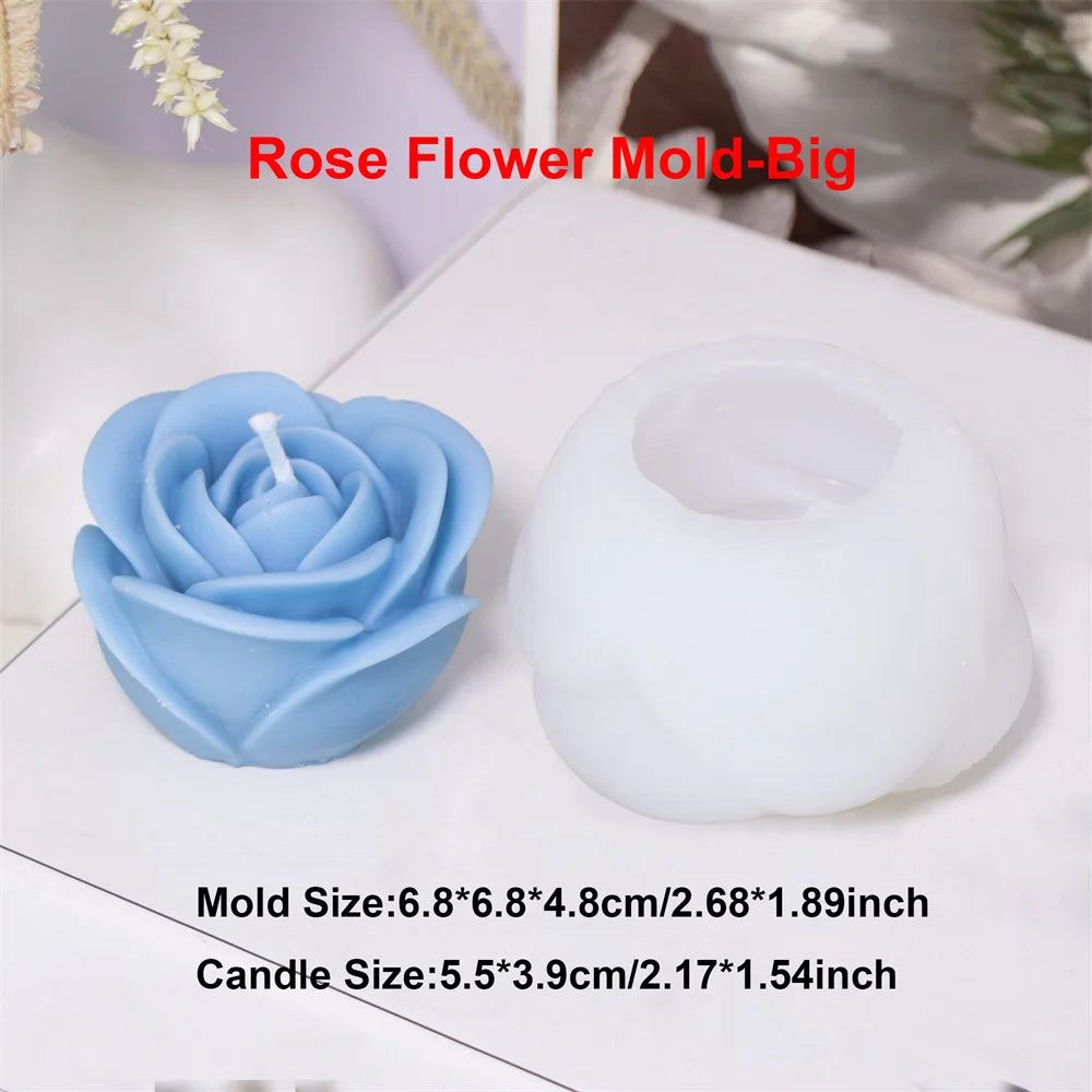 Rose & Peony Candle Mold - Silicone 3D Flower, 12 Styles