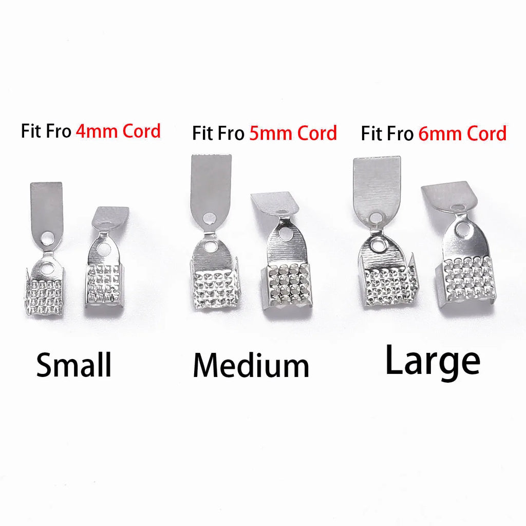 Cord End Crimps Metal Fold-Over Leather Clips DIY Jewelry Making Craft Supplies