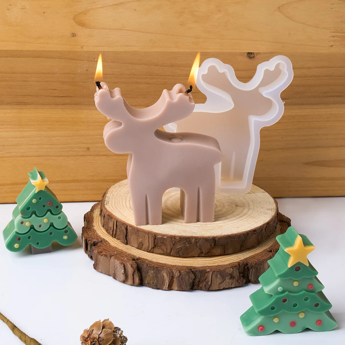 Christmas Tree Snowflake Silicone Candle Mold DIY Xmas Ornaments Making Soap Plaster Resin Casting Molds Home Decor Craft Gifts
